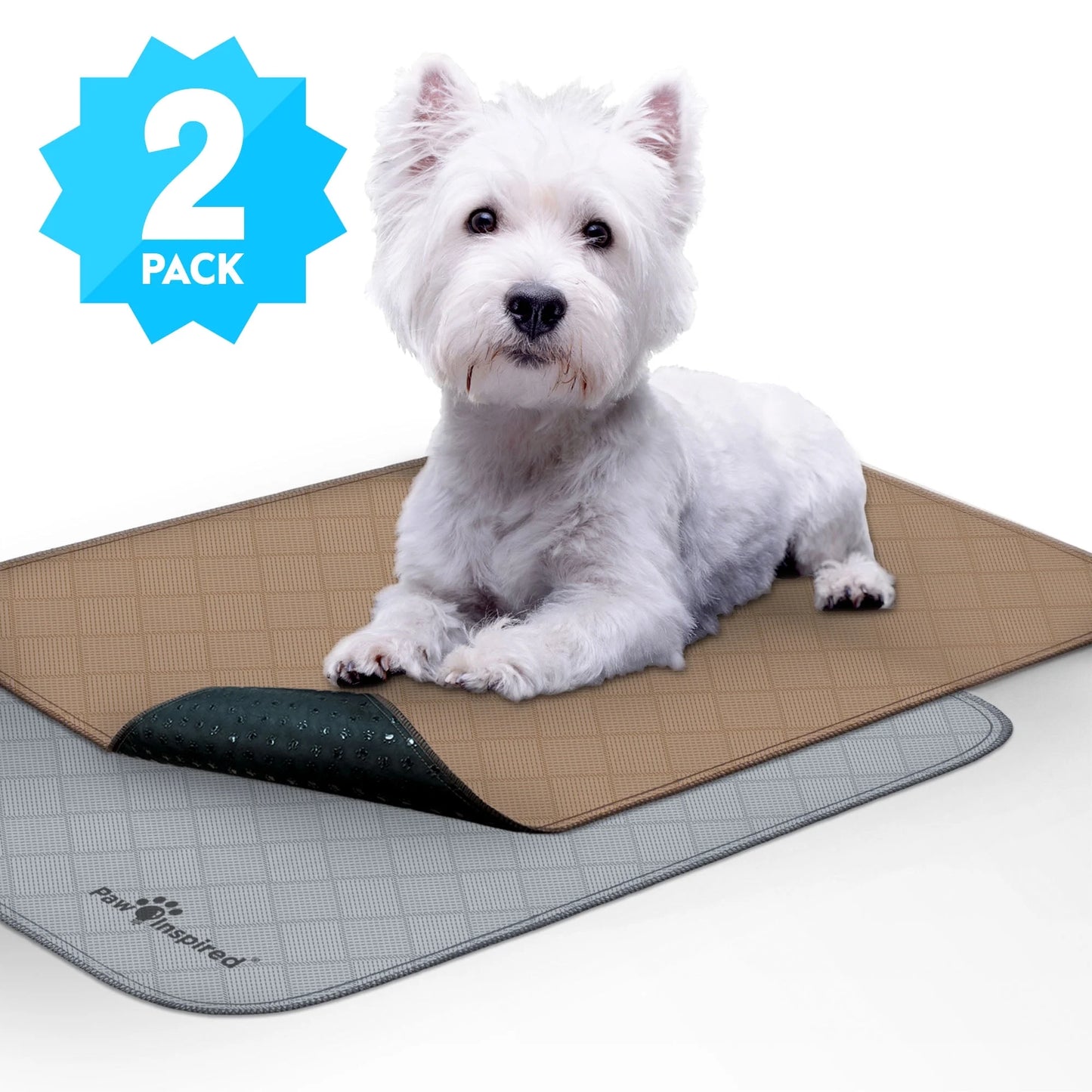2Ct Dog Crate Pads Mats Size 24X18” for Use with 24” Kennel and Crate | Washable Waterproof Dog Pee Pads