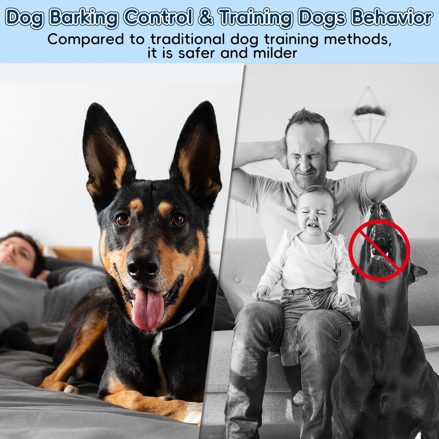 Anti Barking Device for Dogs, Dog Bark Deterrent Devices with 3 Modes, Ultrasonic Dog Bark Control Devices 50Ft Range Outdoor & Indoor, Waterproof Dogs Barking Silencer Safe for Human & Dogs (Black)