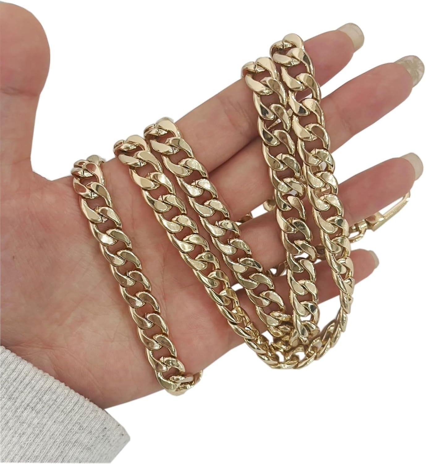 DIY Iron Flat Chain Strap Handbag Chains Purse Chain Straps Shoulder Cross Body Replacement Straps with Metal Buckles (31.5", Gold)