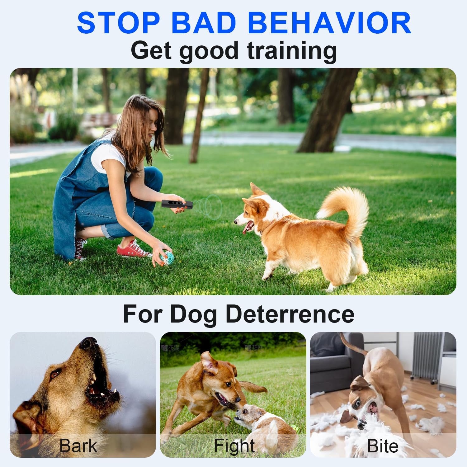 Dog Bark Deterrent Devices, anti Barking Device for Dogs Training & Behavior Aids, Rechargeable Ultrasonic Dog Bark Control Devices with Digital Display, Portable Dog Training Tools for Indoor Outdoor