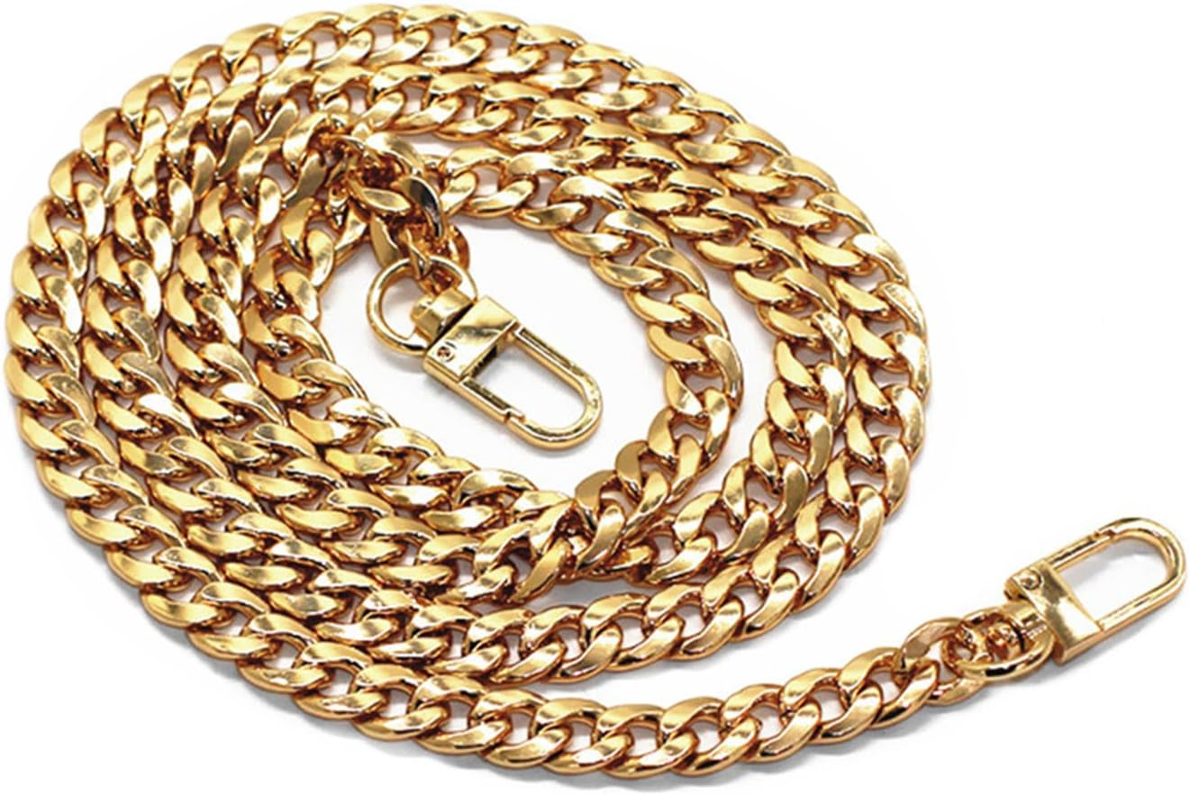 DIY Iron Flat Chain Strap Handbag Chains Purse Chain Straps Shoulder Cross Body Replacement Straps with Metal Buckles (31.5", Gold)