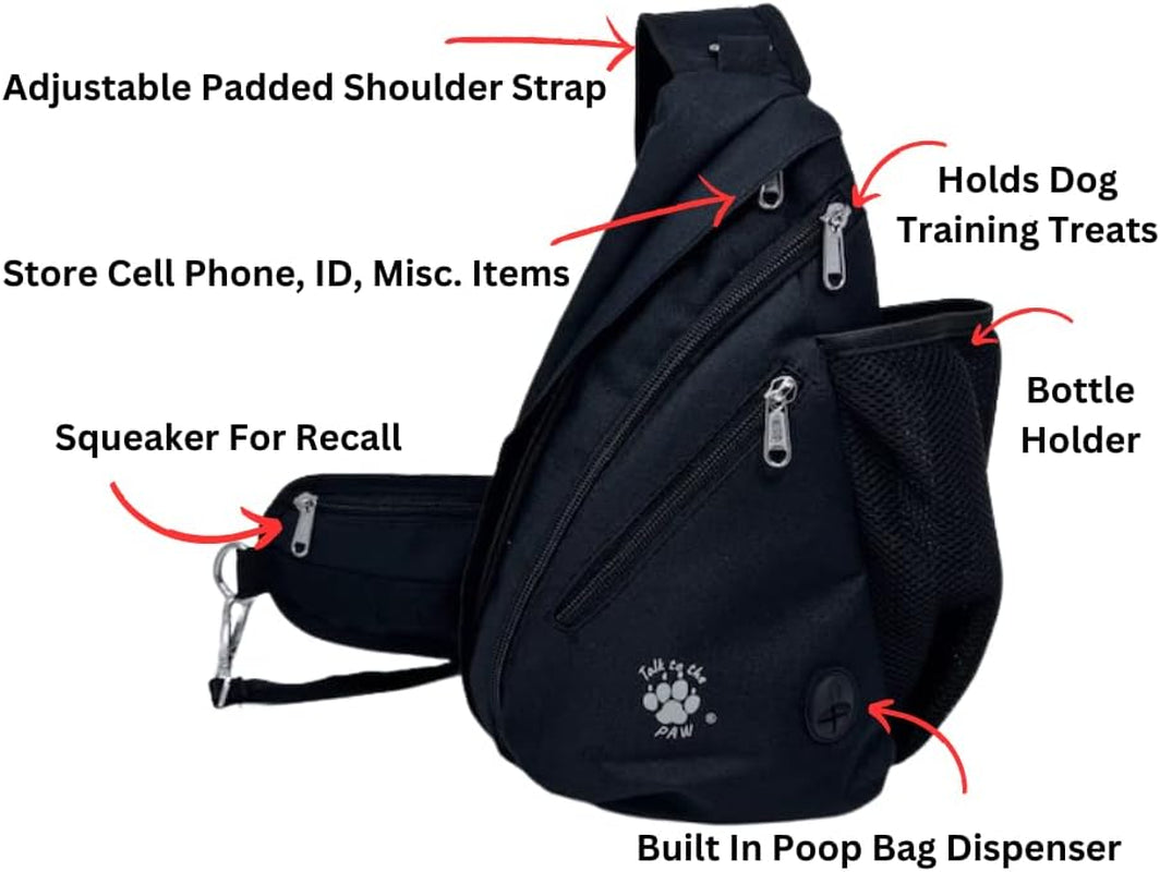 Dog Walking Bag - Treat Tote - Treat Pouches for Pet Training - Dog Training Treat Pouch - Waste Bag Dispenser (Black)