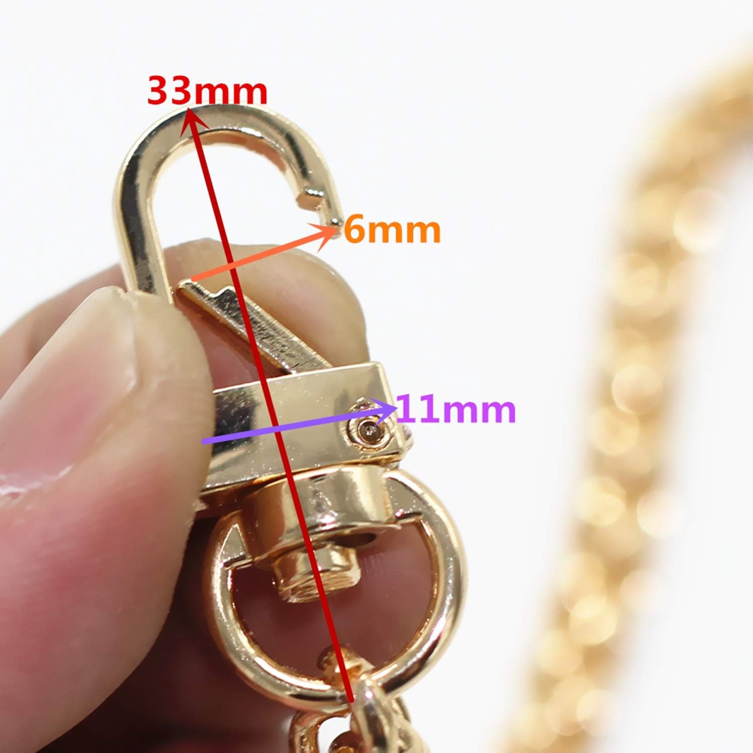 DIY Iron Flat Chain Strap Handbag Chains Purse Chain Straps Shoulder Cross Body Replacement Straps with Metal Buckles (31.5", Gold)