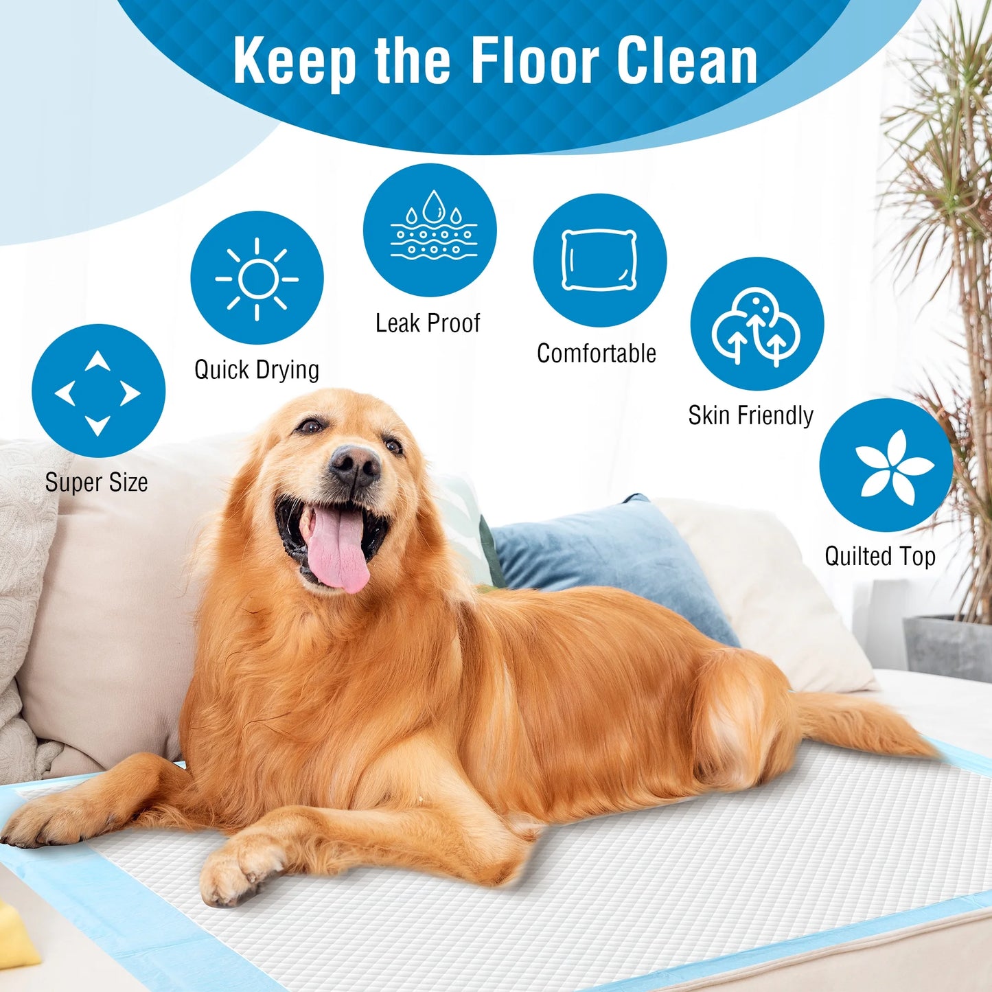 L Puppy Pads Dog Training Pads, Disposable Dog Pee Pads,22"X 22", 100 COUNT
