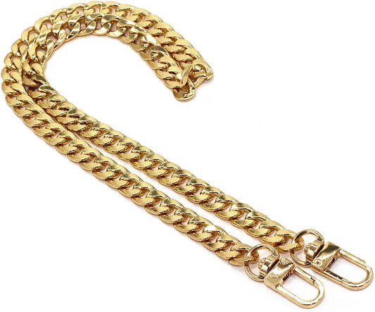 DIY Iron Flat Chain Strap Handbag Chains Purse Chain Straps Shoulder Cross Body Replacement Straps with Metal Buckles (31.5", Gold)