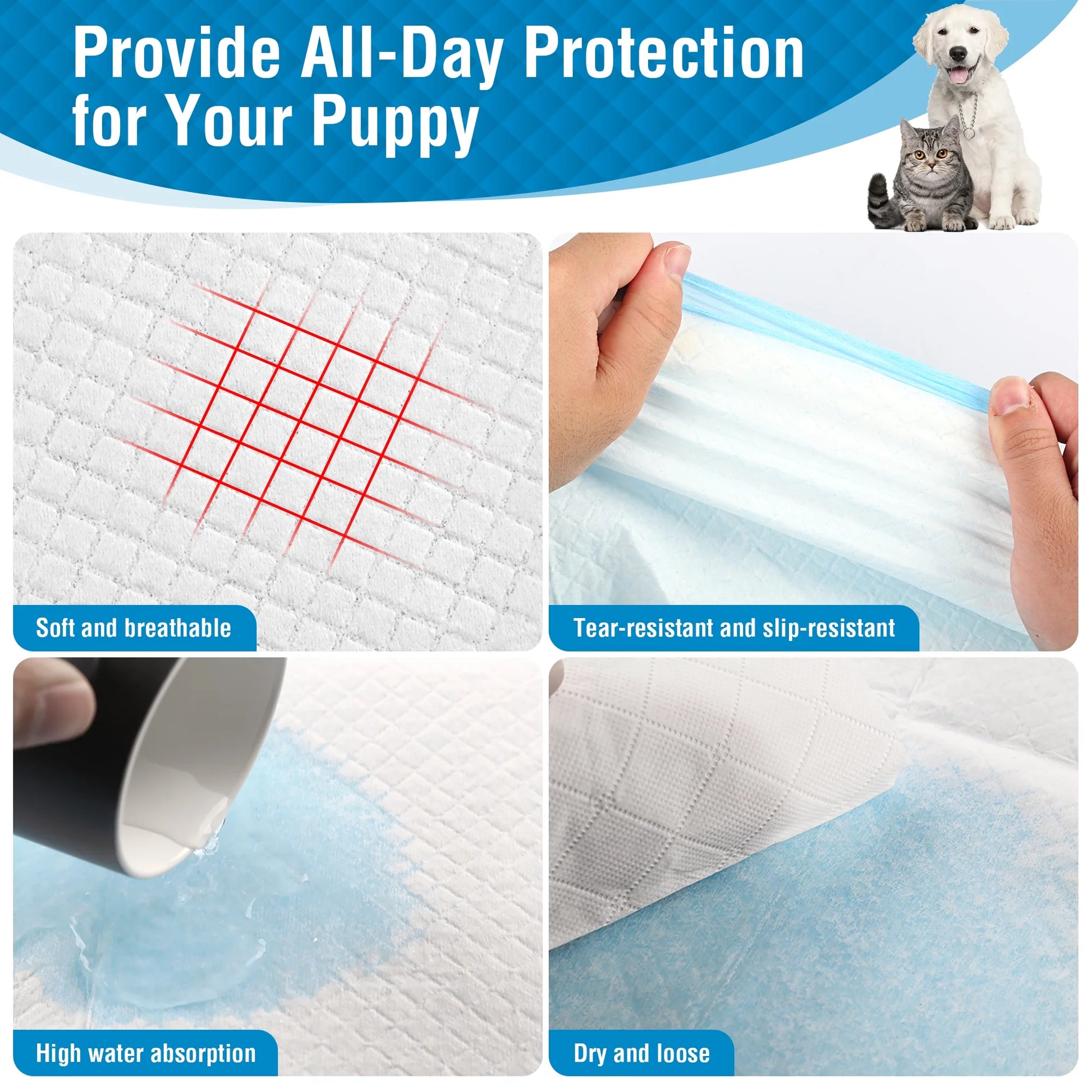 L Puppy Pads Dog Training Pads, Disposable Dog Pee Pads,22"X 22", 100 COUNT