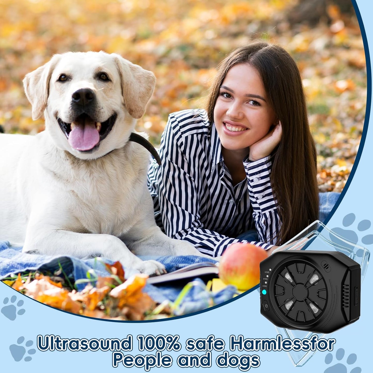 Anti Barking Device for Dogs, Dog Bark Deterrent Devices with 3 Modes, Ultrasonic Dog Bark Control Devices 50Ft Range Outdoor & Indoor, Waterproof Dogs Barking Silencer Safe for Human & Dogs (Black)